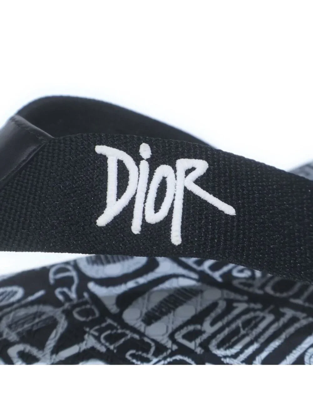 Dior Homme Shawn Stussy Font Logo Beach Sandals Shoes Black White